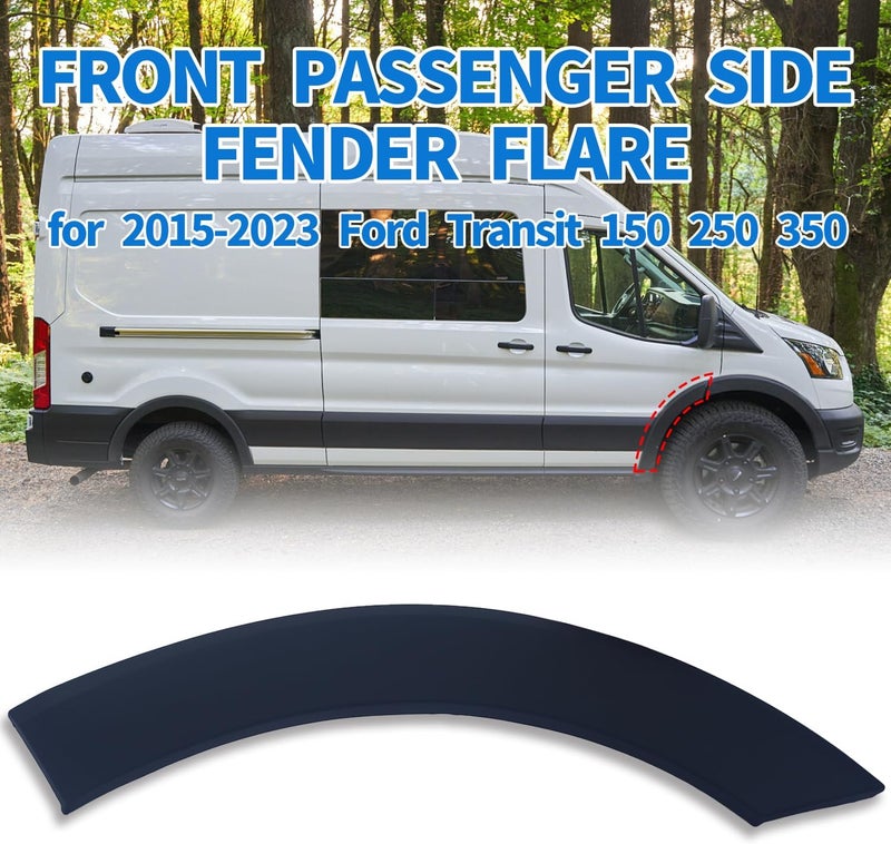Spwrney Front Passenger Right Side Fender flare Molding for 2015-2023 Transit 150 250 350, Door Deflector Wheel Arch Panel Air Trim Accessories, Replace OEM # BK3Z61278L00AA, Black, 1PC - Image 2